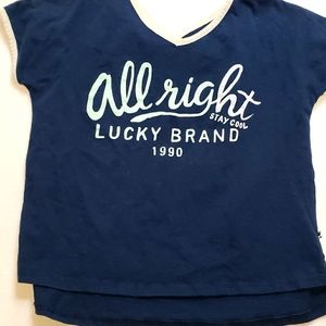 Lucky Brand Original "All Right, Stay Cool" Blue Crop Top, Size Medium